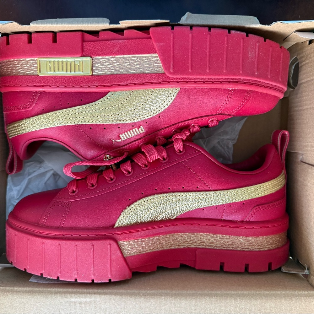 PUMA Womens Mayze I Am Determined Platform Sneakers Shoes Casual - Red